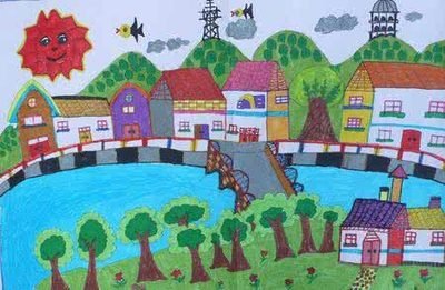 儿童水彩画获奖作品欣赏-家乡的变化