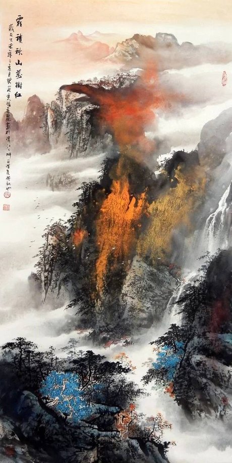 实力派画家张春丽, 泼彩山水画(秀丽景色~)