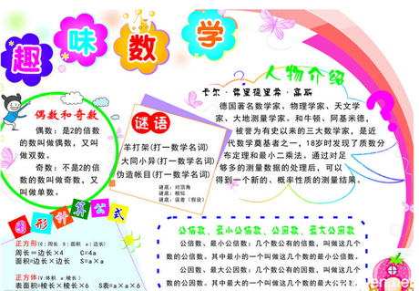 初中数学卡纸手抄报图片