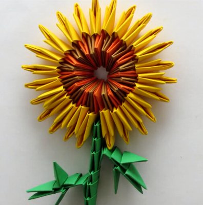 模块折纸花向日葵的手工折法制作教程- 纸艺网手机版