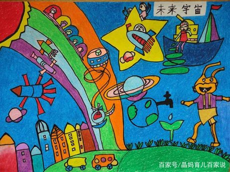儿童画:未来的学校,未来的少年宫,未来的宇宙,最后一图最现实