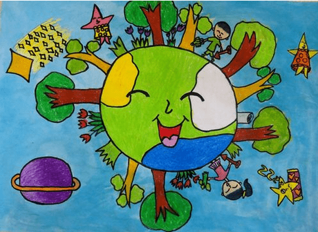 世界 地球日环保 儿童画作品欣赏--爱护 地球