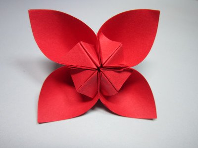 儿童手工折纸花朵,简单漂亮的四瓣花折法,diy手工制作