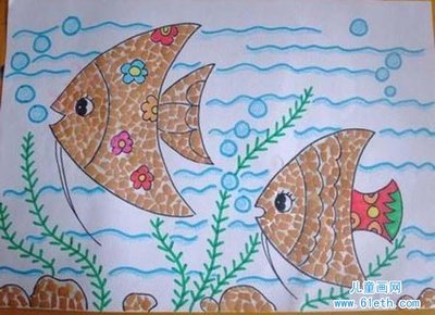 一等奖蛋壳粘贴画手工制作图片:海底的鱼_儿童画网