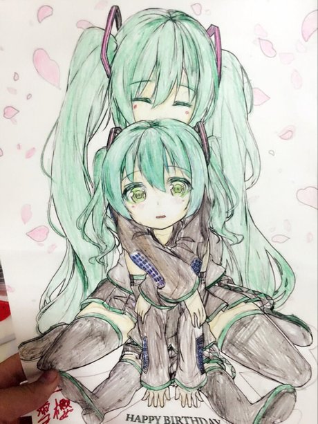 手绘 马克笔  初音