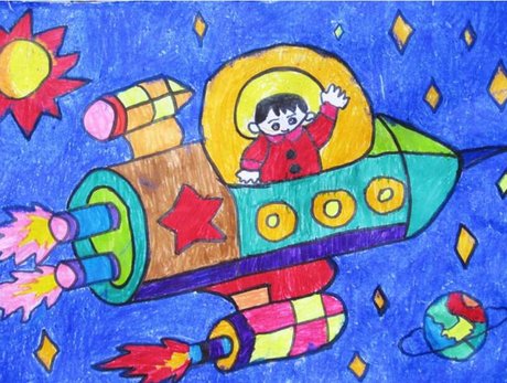 儿童画宇宙飞船图片