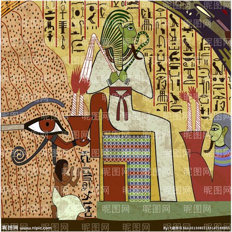 埃及法老壁画设计图__绘画书法_文化艺术_设