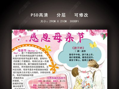 2019年 感恩母亲节主题,母亲节 诗歌格言3篇 相关搜索 感恩母亲节