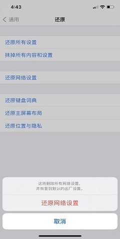 苹果手机还原网络设置会怎么样