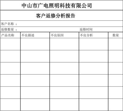 电脑返修报告表