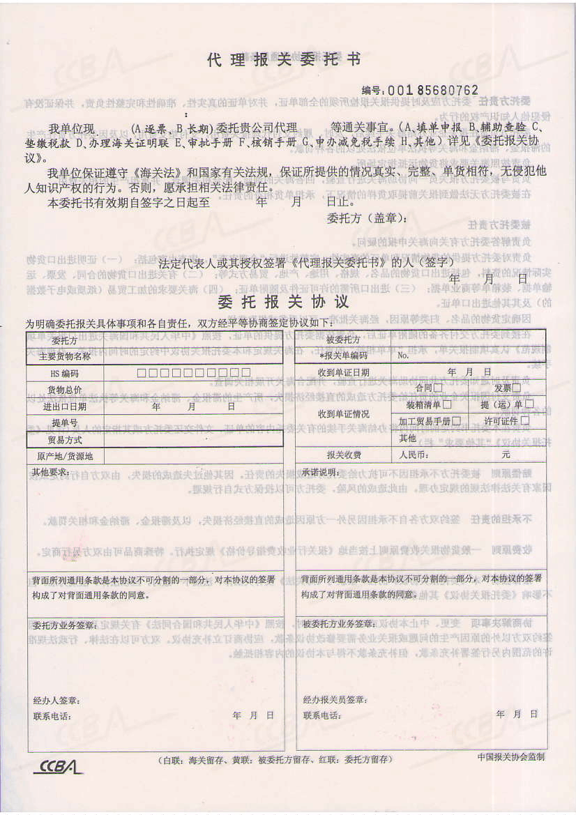 报关委托书模板