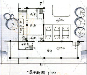厨房平面图手绘