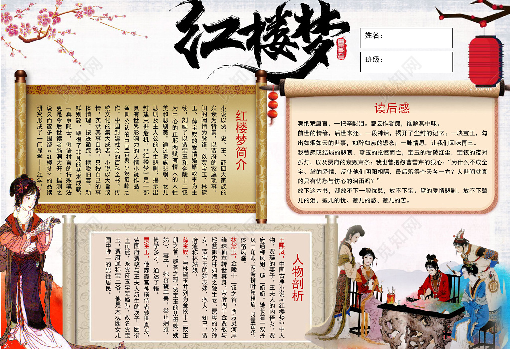 关于红楼梦的手抄报