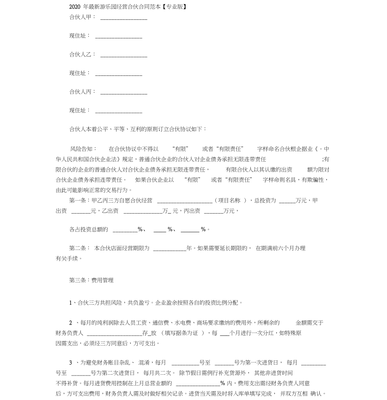 美容院合伙人合同范本