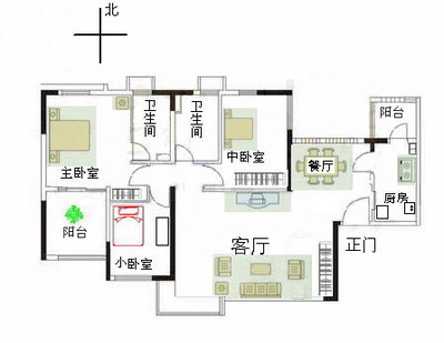 卫生间厨房对客厅化解