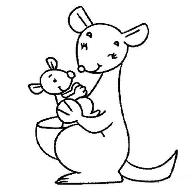 袋鼠妈妈和袋鼠宝宝简笔画大全