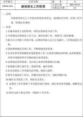 厨房岗位职责