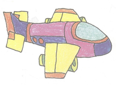 宇宙飞船简笔画带颜色