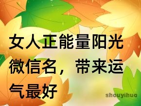 阳光正能量的网名