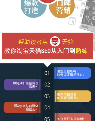 淘宝天猫SEO从入门到精通 正版 零基础开网店店铺运营实战宝典提升口碑产品权重优化关键词店铺引流量SEO网络营销推广数据运营