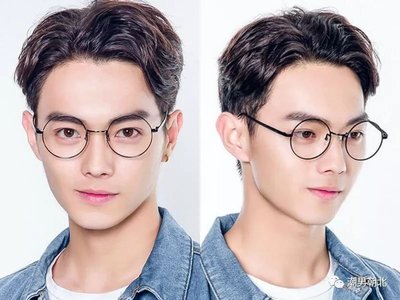带圆框眼镜的男生发型