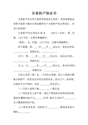 分家协议书