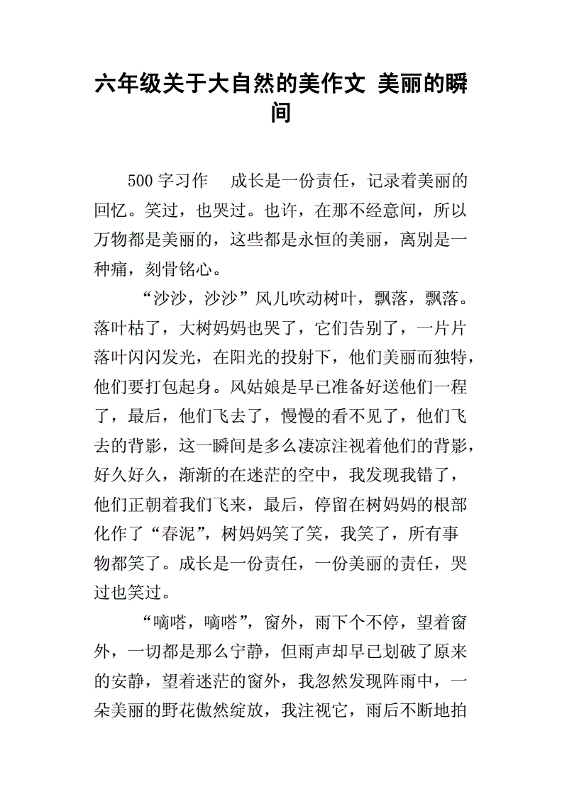 写一篇美丽的瞬间300字作文怎么写