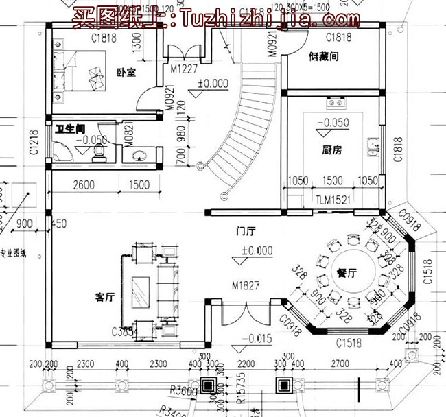 厨房楼梯平面设计图,双层