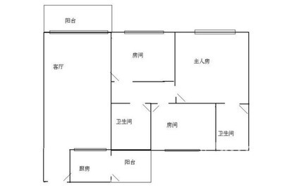 客厅与厨房和卫生间有道梁