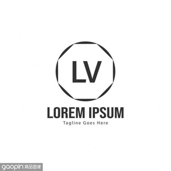 initial lv logo template with modern frame.