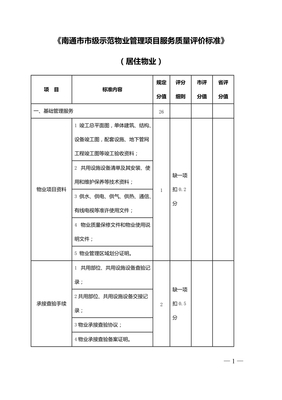 普通住宅小区物业管理服务等级标准