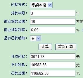 汽车贷款利息计算器