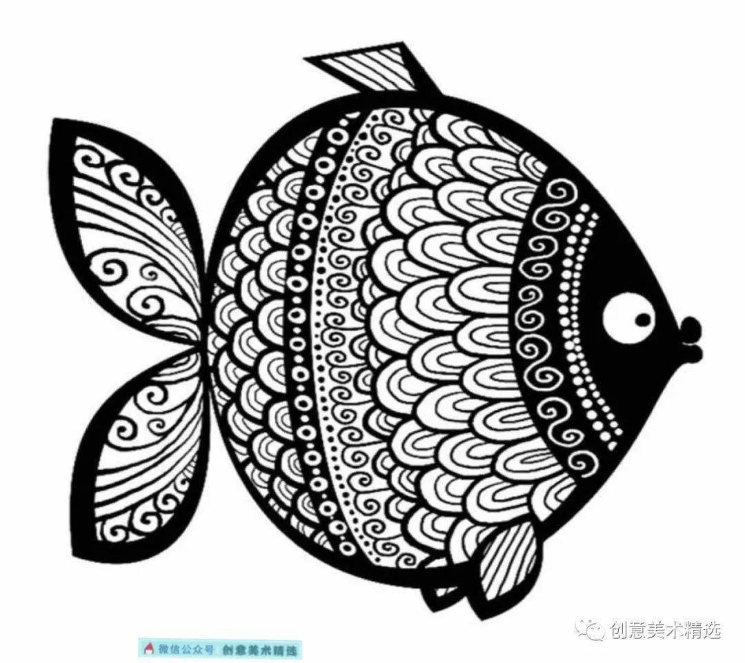 黑白装饰画鱼