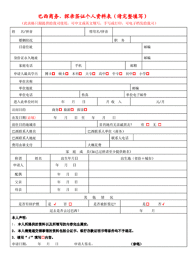 巴西商务签证表格