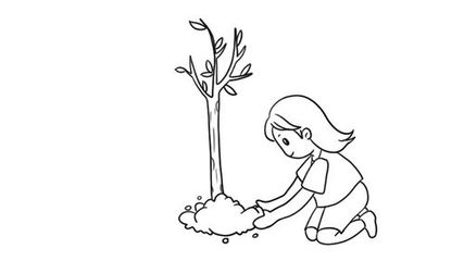 爱娃简笔画爱娃简笔画植树的人简笔画 小女孩简笔画关于植树节的简笔