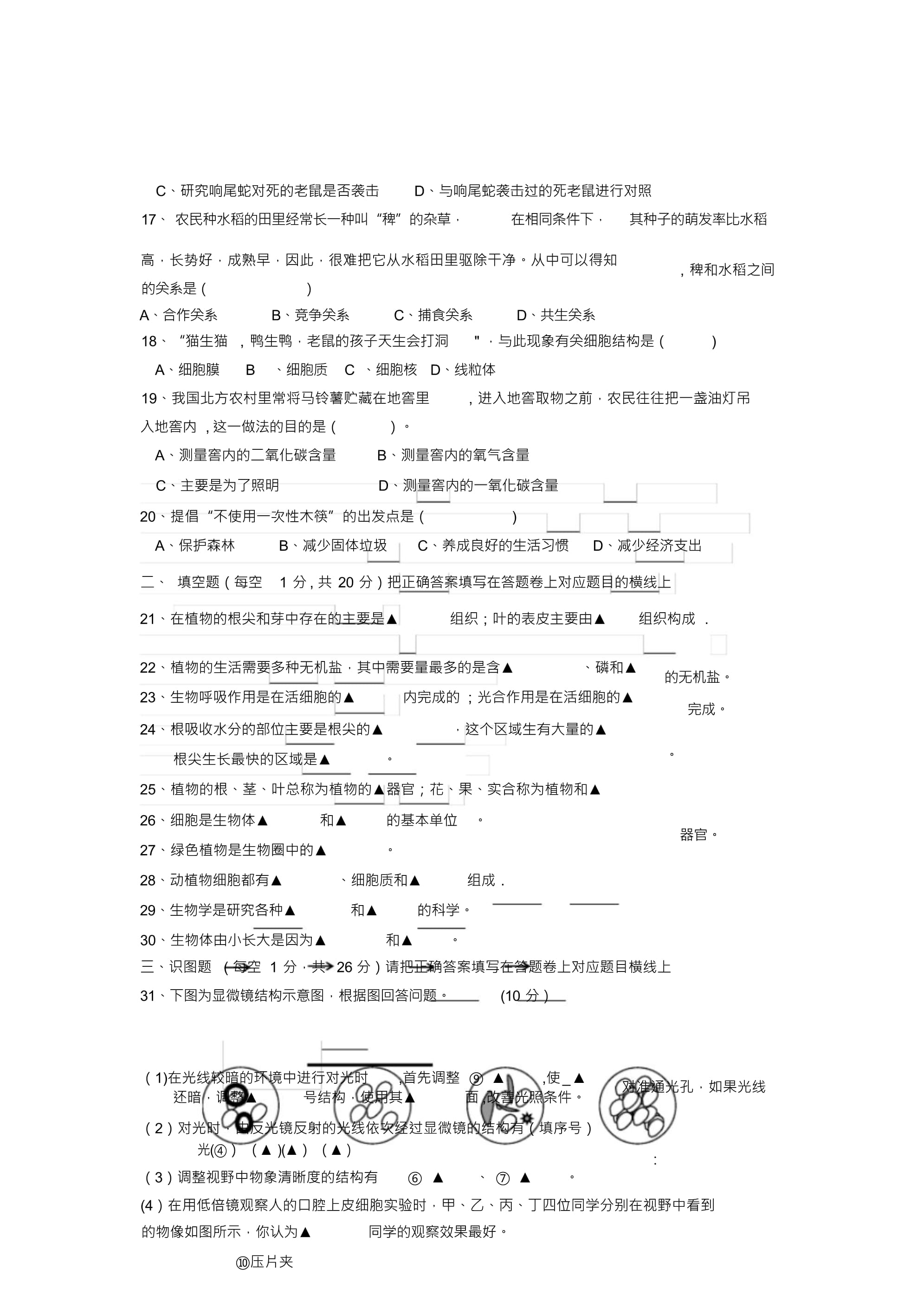 包含期末满分！初中生物基础卷，考点全覆盖的词条