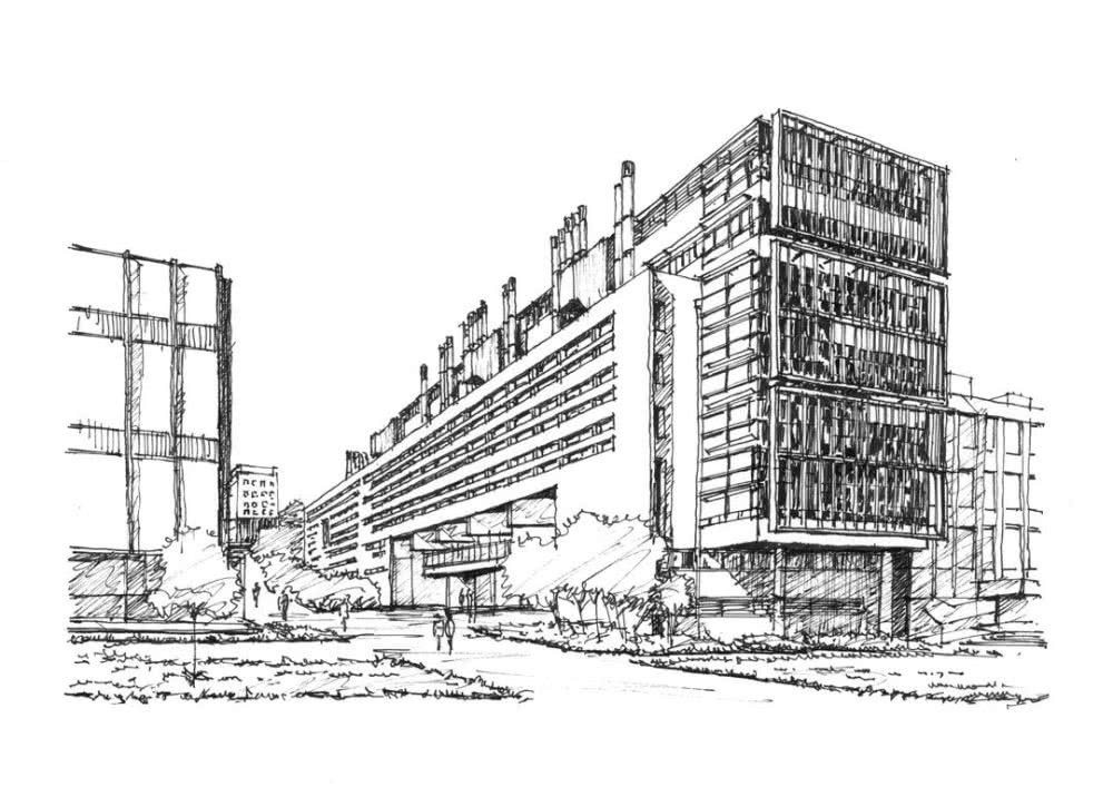 他画了11张建筑钢笔画,带你走进建筑手绘