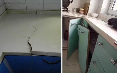 橱柜台面开水裂了