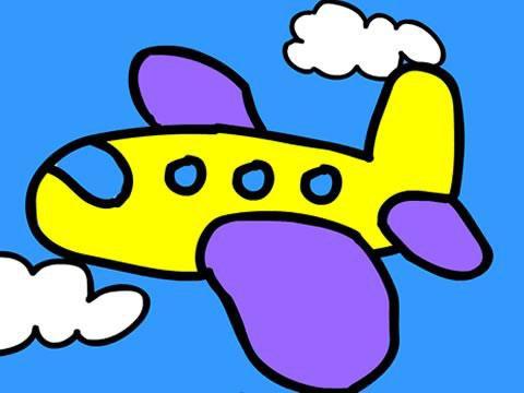 飞机简笔画带颜色彩色图片