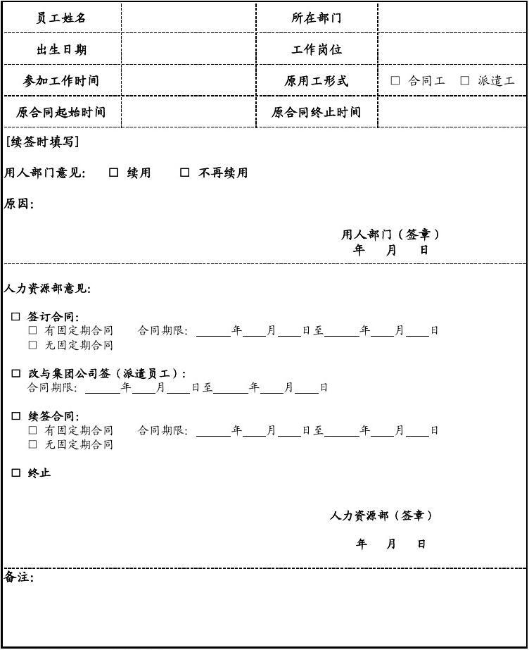 劳动合同续签通知书