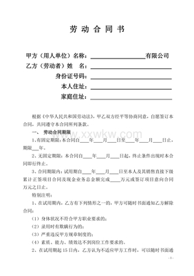 销售劳动合同