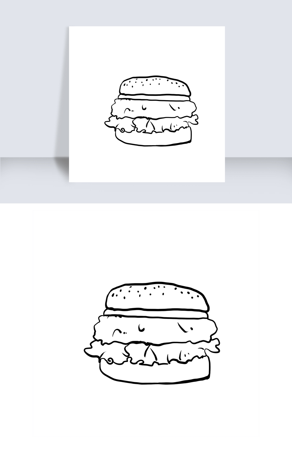 原创简易汉堡简笔画食物-版权可商用