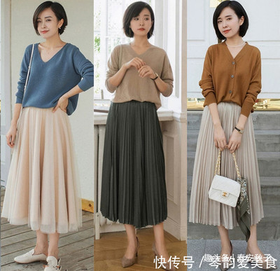 杏色针织开衫怎么搭配