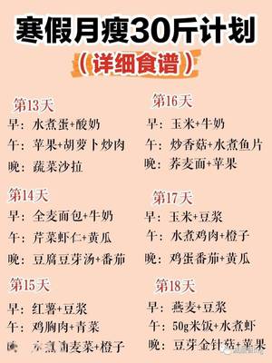 减肥的食谱和安排表