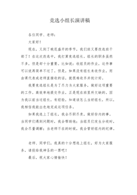 竞选小组长发言稿400