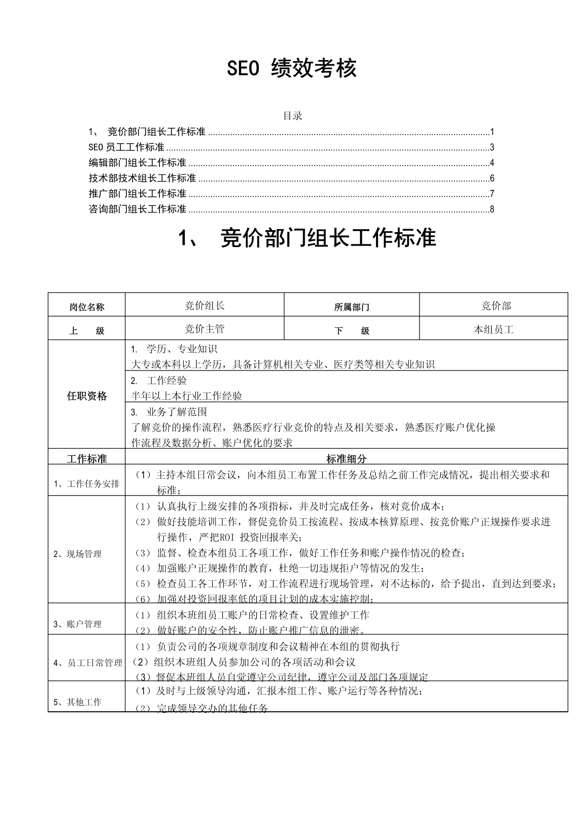 SEO绩效考核管理
