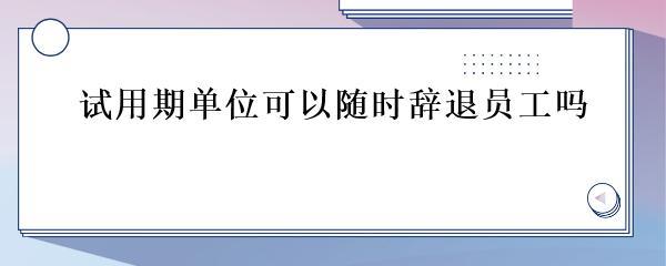 试用期可以随时辞退吗