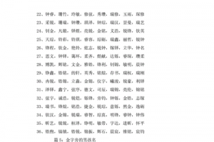 金字取名男孩