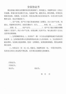 分家协议书