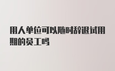 试用期可以随时辞退吗